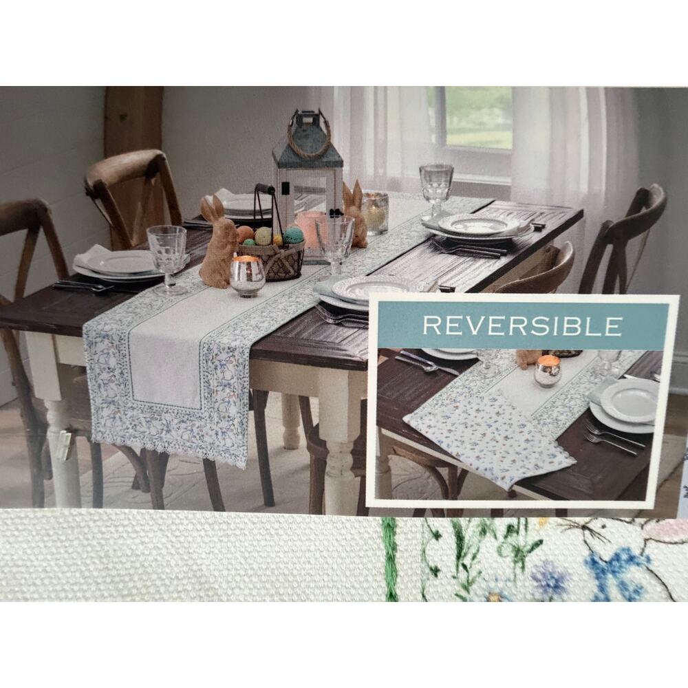 Shabby Chic NEW Reversible Table Runner 14"X72" Cottage Core - Picture 5 of 7